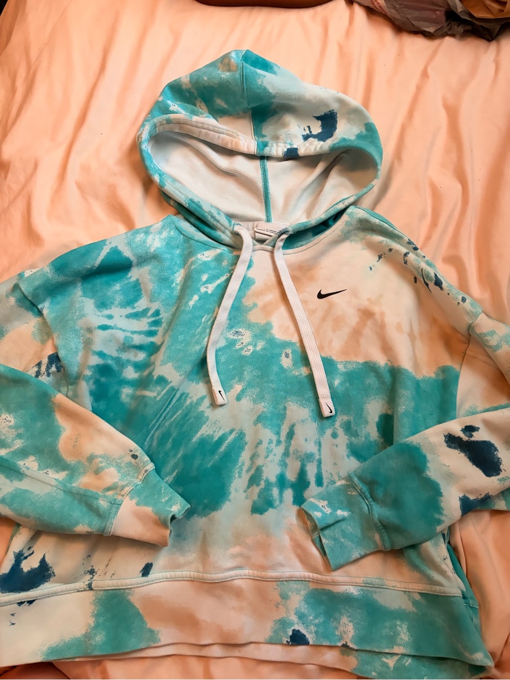 Nike Cream & Teal Tie-Dye Hoodie